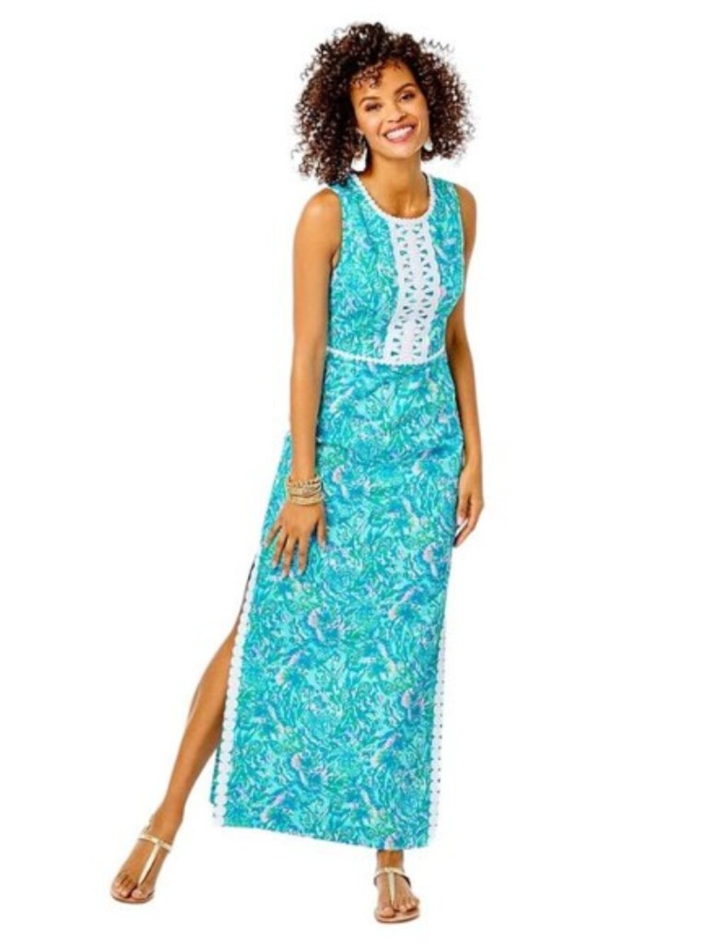 Lilly Pulitzer Ashler Stretch lace Maxi Shift Dress in Coral of the Story NWT 2 - Picture 3 of 13